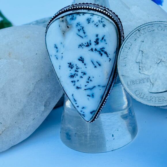 925 Sterling Dendrite Ring Size 7 - Picture 4 of 5